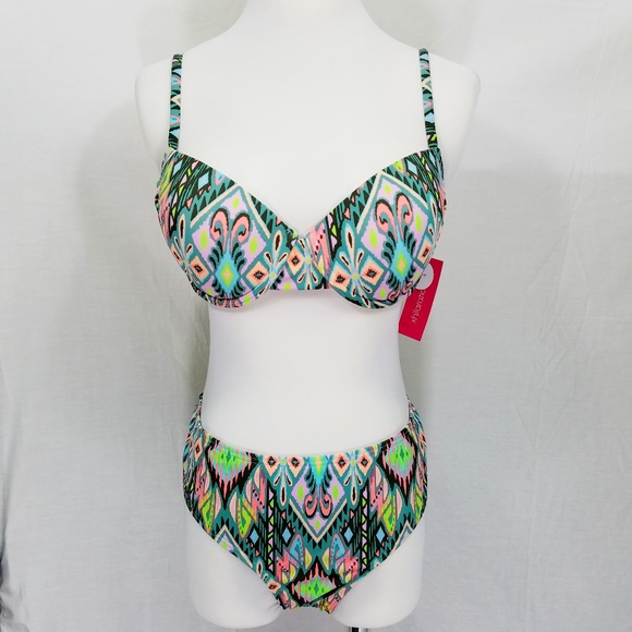 2 PC Xhilaration Bikini Push Up Top Lg Bottom XL - Picture 1 of 8